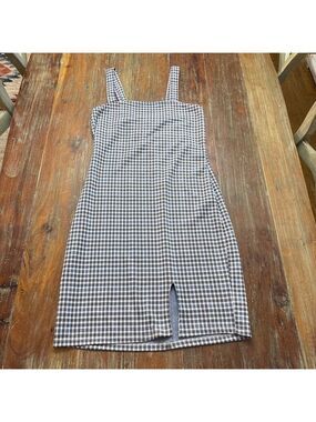 Just Polly New York Mini Dress Gray Blue Houndstooth M